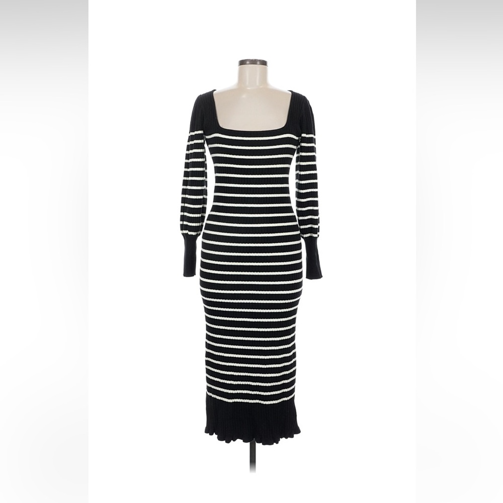Ann Taylor Black and White Long Sleeve Dress
